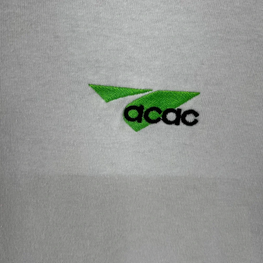 VTG Y2k Cotton Deluxe Anvil White Long Sleeve Mock Neck ACAC Logo T-Shirt Men L